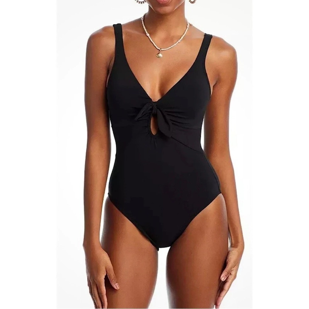 Robin Piconne size 8 Swim 1 One-Piece Swimsuit Ava Plunge neck Tie Front